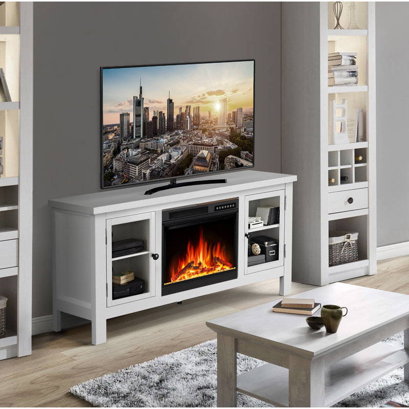 R.W.FLAME TV Stand for TVs up to 58" with Electric Fireplace,Remote ...